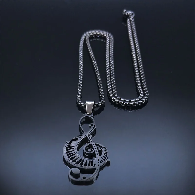 2024 Musical Note Hollow Pendant Necklace Women Piano Keys Stainless Steel Goth Necklace Music Symbol Gift Jewelry Gift N8598S03