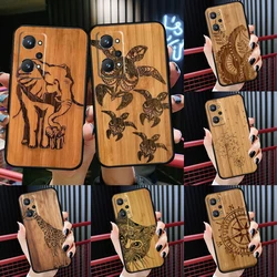 Natural Bamboo Wood Animal Print For Realme GT Master GT Neo 2 7 8 Pro 8i Case For OnePlus 9R 8T Nord2 9 Pro Coque Capa