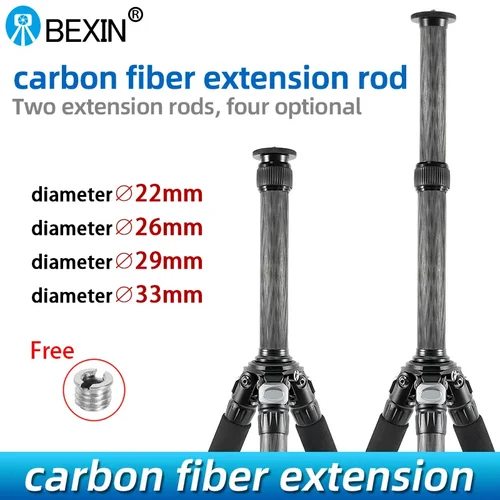 Imagen 2 del producto Palo de Selfie con trípode de tornillo de 1/4 o 3/8, varilla de extensión de eje Central de fibra de carbono, varilla de extensión ajustable para cámaras DSLR