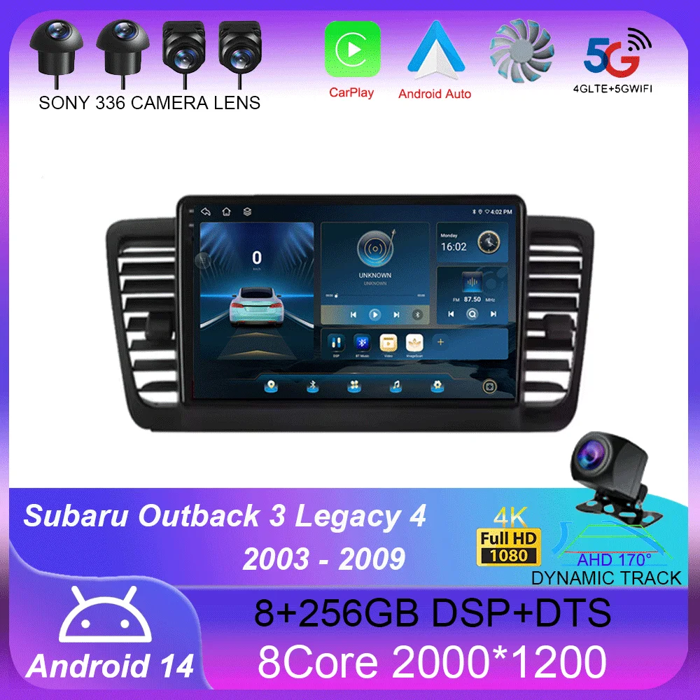 Android 14 Stereo Car Radio For Subaru Outback 3 Legacy 4 2003-2009 Multimedia Video Player Navigation GPS 2din 2 DIN Head Unit