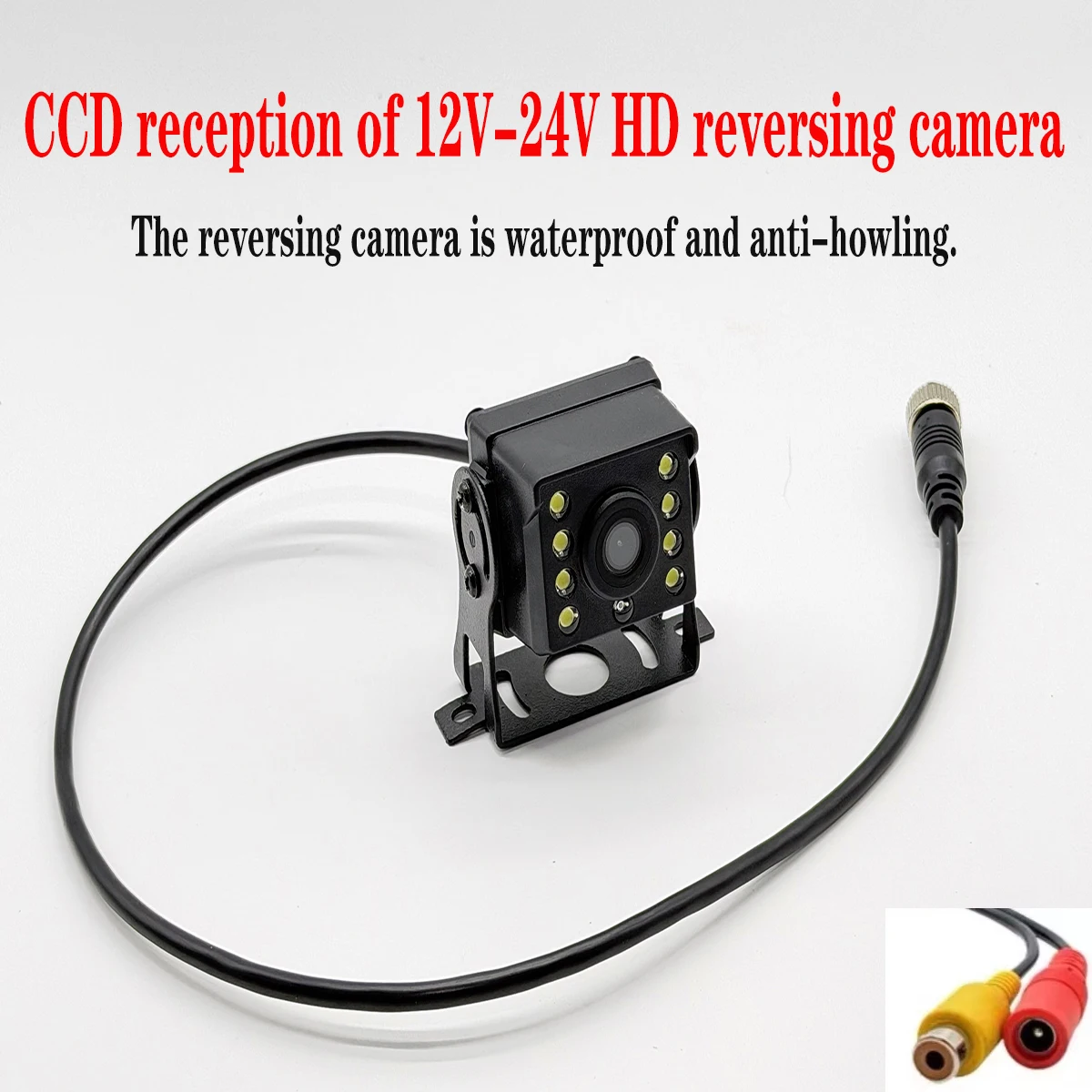 Caméra de recul JISUID 12V/24V haute définition, vision nocturne CCD infrarouge 8 lampes, caméra de chargement étanche et anti-choc pour voiture.