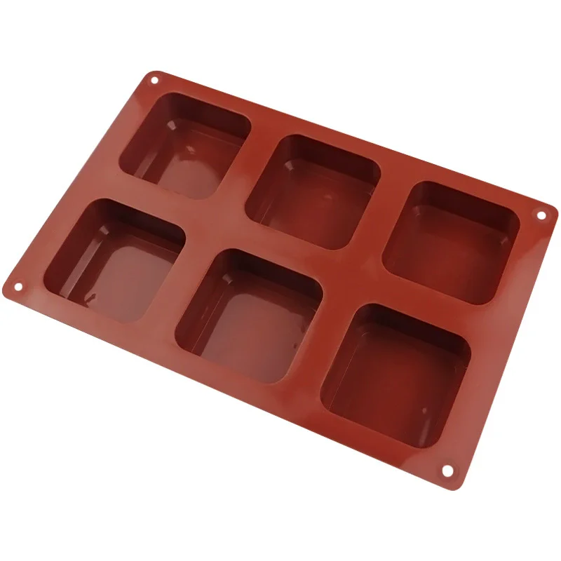 6-fach quadratische Silikonform für Seifenherstellung, Schokolade, Kuchen, Brot, Eiswürfel, Wachsschmelzen, Küchenbackwerkzeuge – Detail 6