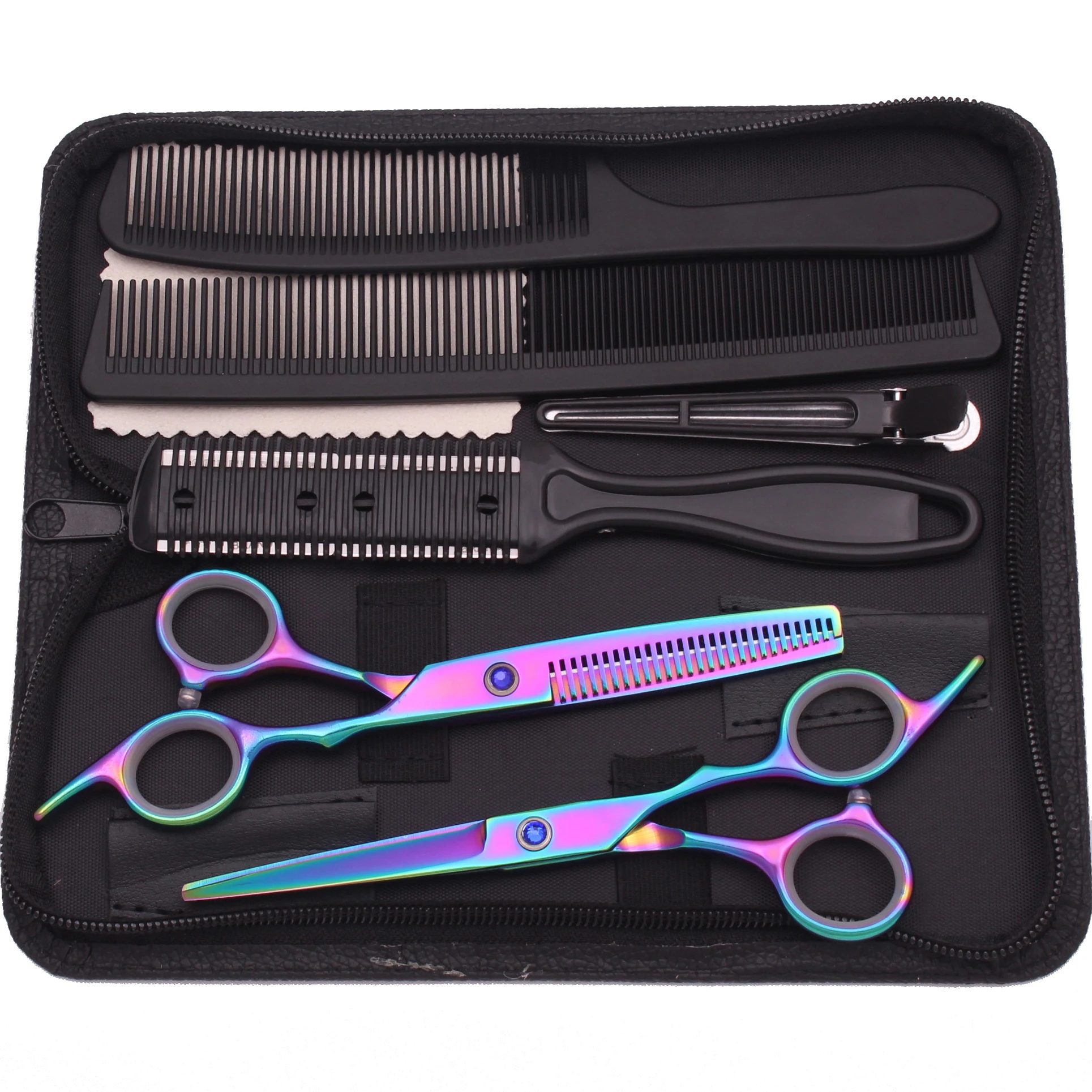 Hairdressing Scissors JP Stainless Black Hair Cutting Scissors Barber Shop Thinning Scissors Set Comb Razor Dropshipping C1001 image 2