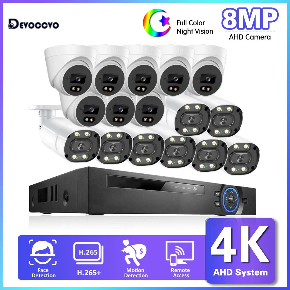 

4K 16CH CCTV Camera Security System Kit AHD Outdoor Color Night Vision BNC Camera Video Surveillance System Kit 8MP 8CH DVR Kit