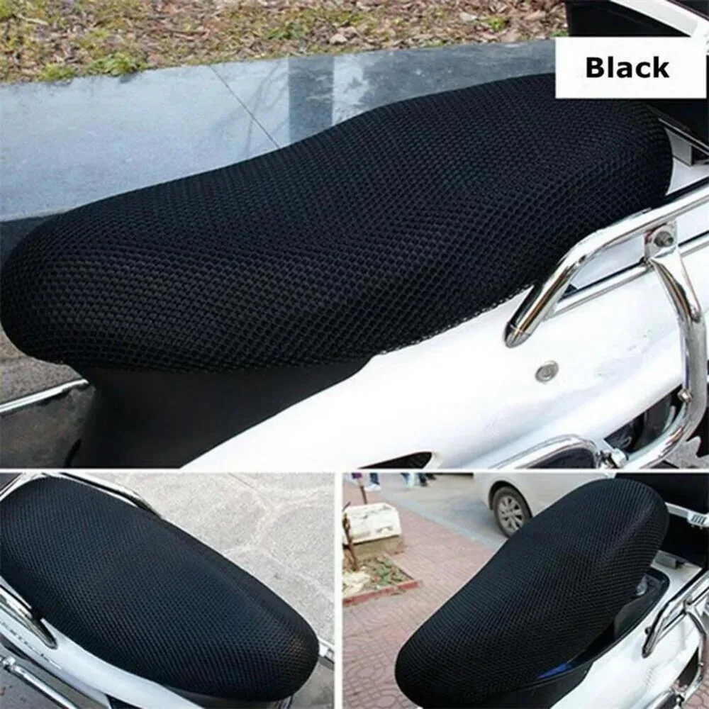 Breathable 3D Mesh Motorcycle Seat Cover Pad Moped Motorbike Scooter Black Seat Covers Cushion Anti-Slip Cover Grid Seat Cover