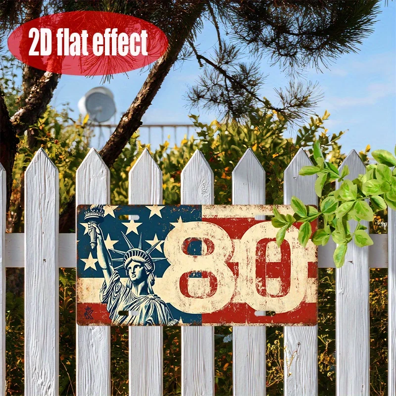 2D Flat, 1pc Vintage Metal Sign - Retro Americana Wall Decor with Statue of Liberty &Numeric Code 801,Ideal American-Themed Gift