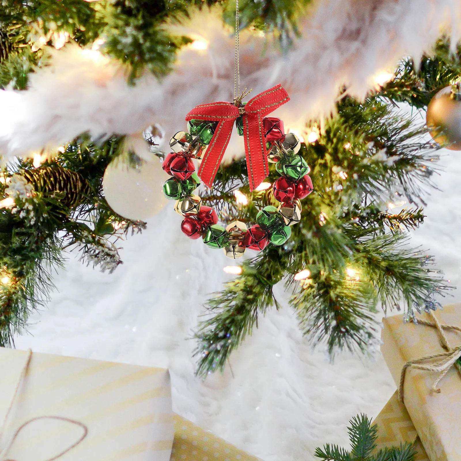 

Small Christmas Wreath Metal Simulated Wreath for Home Tree Decoration Miniature Garlands Xmas Crafts Christmas Crafts