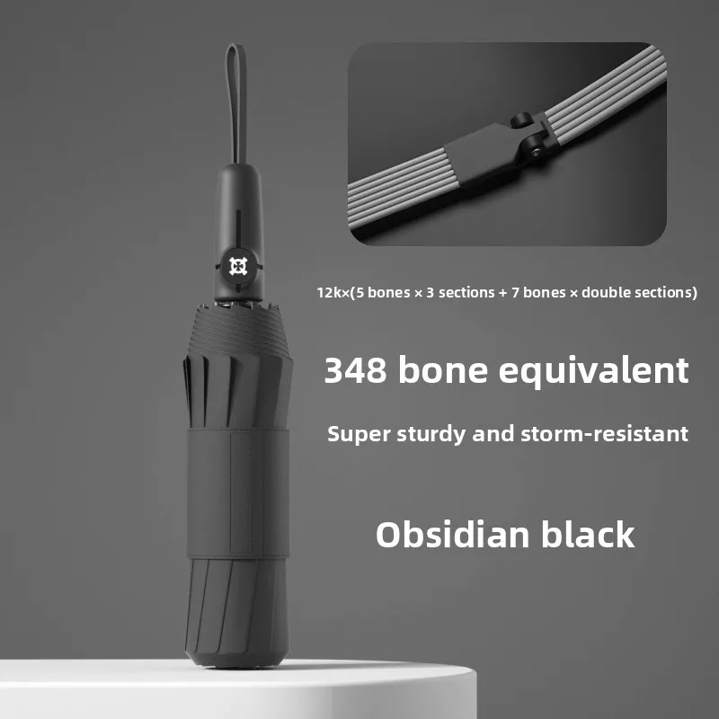 

Автоматический зонт, усиленный и утолщенный, двойного назначения для солнечных и дождливых дней, черный виниловый, с защитой от солнца, складной зонт