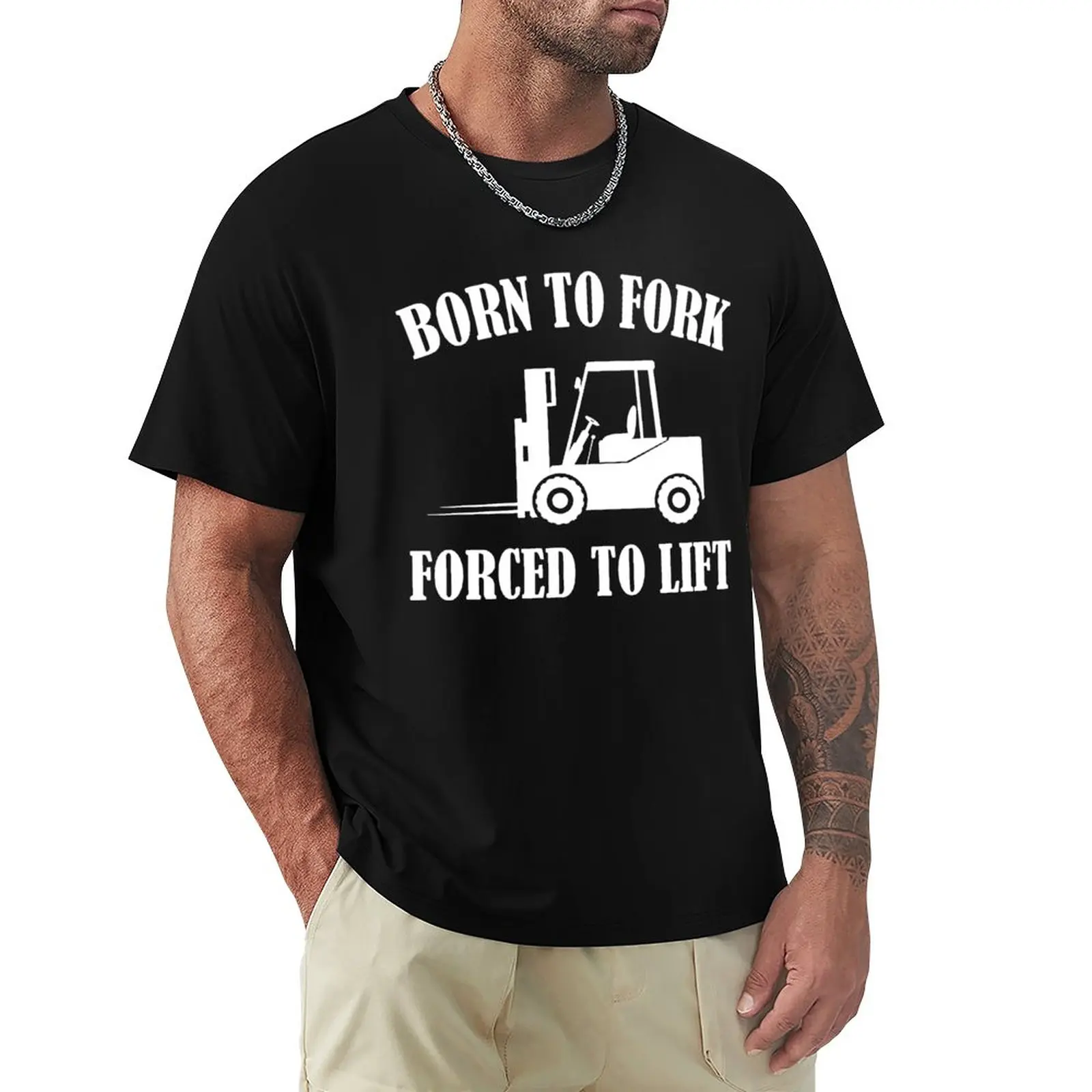 

Born To Fork Forced To Lift Funny Forklift Operator Driver T-Shirt Blouse graphic t shirts Men's long sleeve t shirts