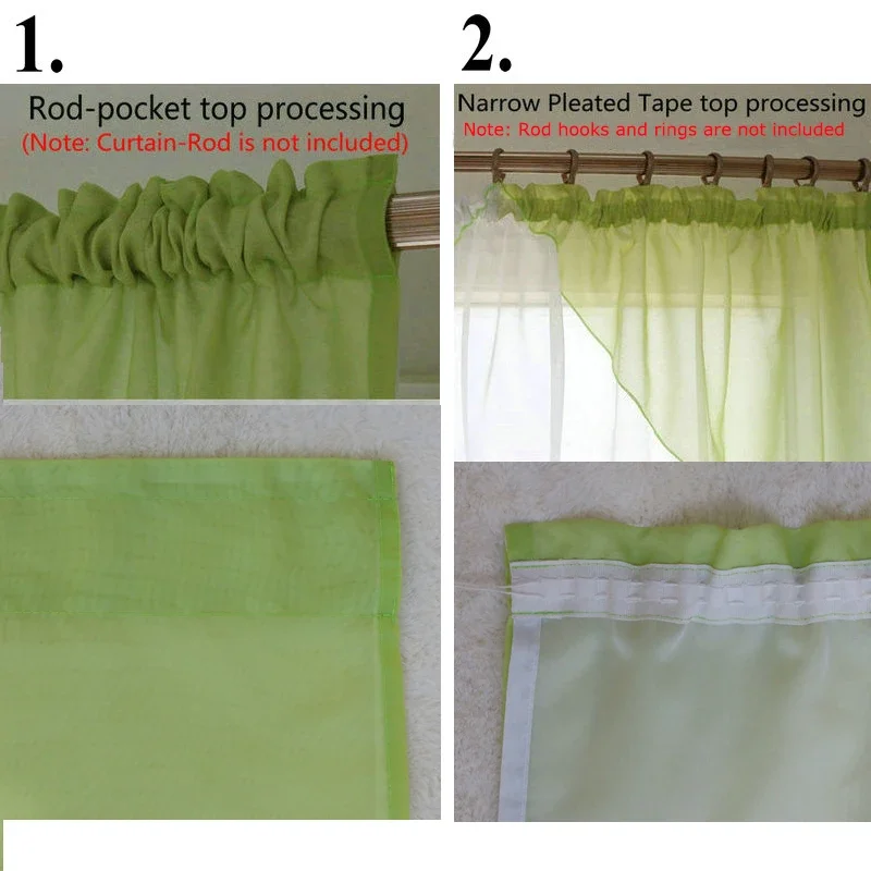 Voile Sheer Window Drapes with Scarf, Valance and Lace Design, Kitchen and Bedroom Window Curtain