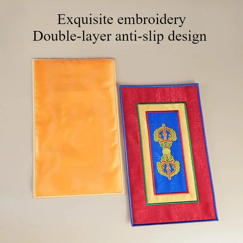 Tibetan Style Nepal Handmade Embroidered Cushion Eight Auspicious Aquarius Table Mat Household Meditation Temple Worship Office