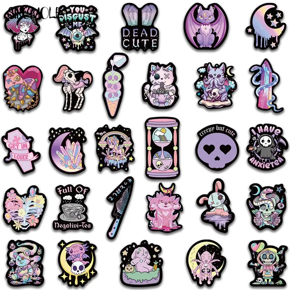 10/30/56pcs Cartoon Diablo Gothic Style Purple Graffiti Stickers Kawaii DIY Toys Luggage Skateboard Suitcase Cool Decals Sticker