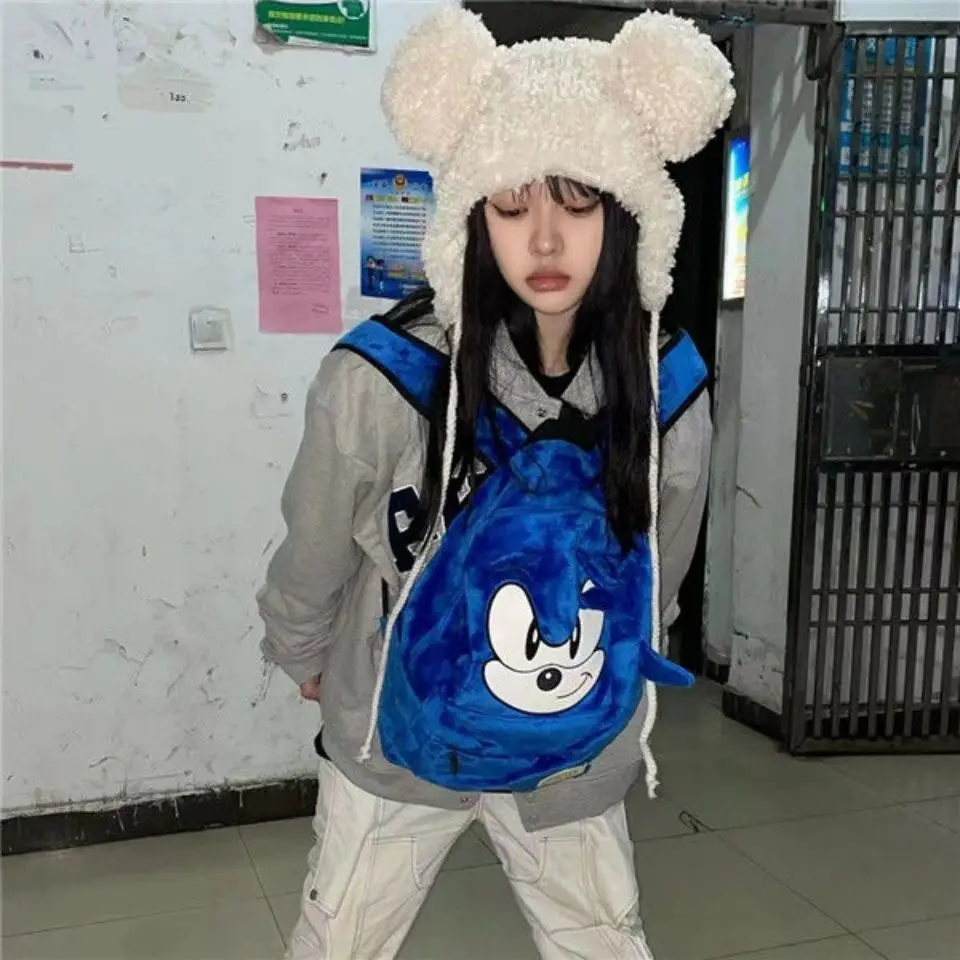 Pokemon Anime Cortoon Sonic Boy Plush Backpacks Large Capacity Backpack Student Schoolbag Mochilas for Boy Girls Kids peluches