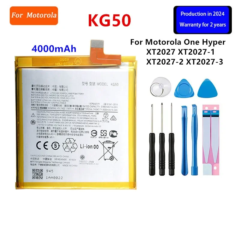 100% Original KG50 4000mAh Battery For Motorola Moto One Hyper XT2027 XT2027-1 XT2027-2 XT2027-3  Phone Batteries+Tools.