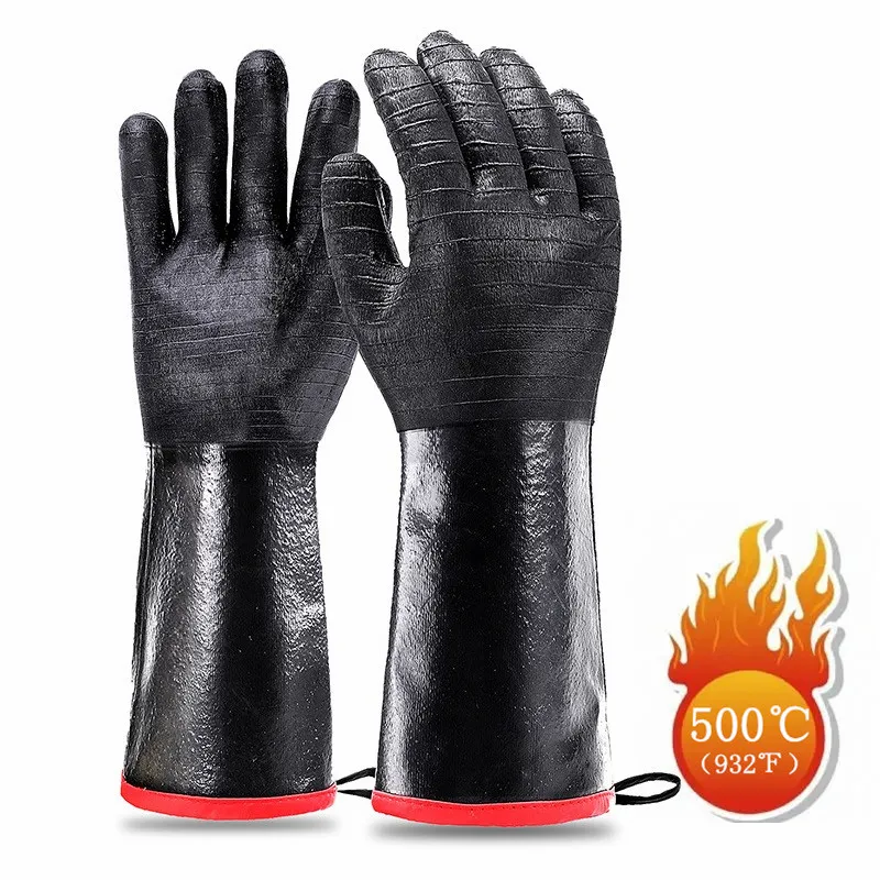 

14/18inch BBQ Gloves Neoprene Coating High Temperature Heat Insulation Oil Resistant Long Oven Microwave Barbecue Grill Gloves