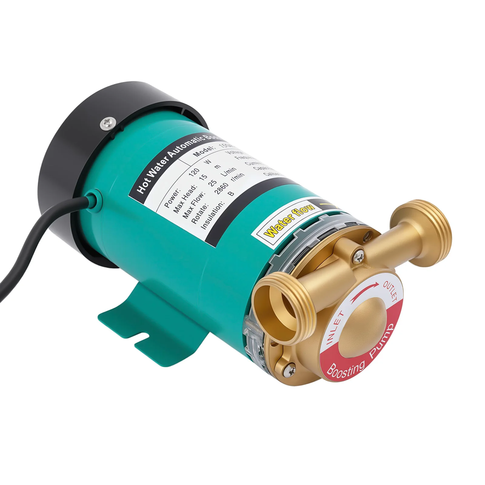 120 W Mini-Wasserpumpe, automatische Druckbeaufschlagung, 6,6 g/min, Druckerhöhungspumpe, elektrische Wassertransferpumpe für Warmwasserbereiter, Duscharmatur – Detail 13
