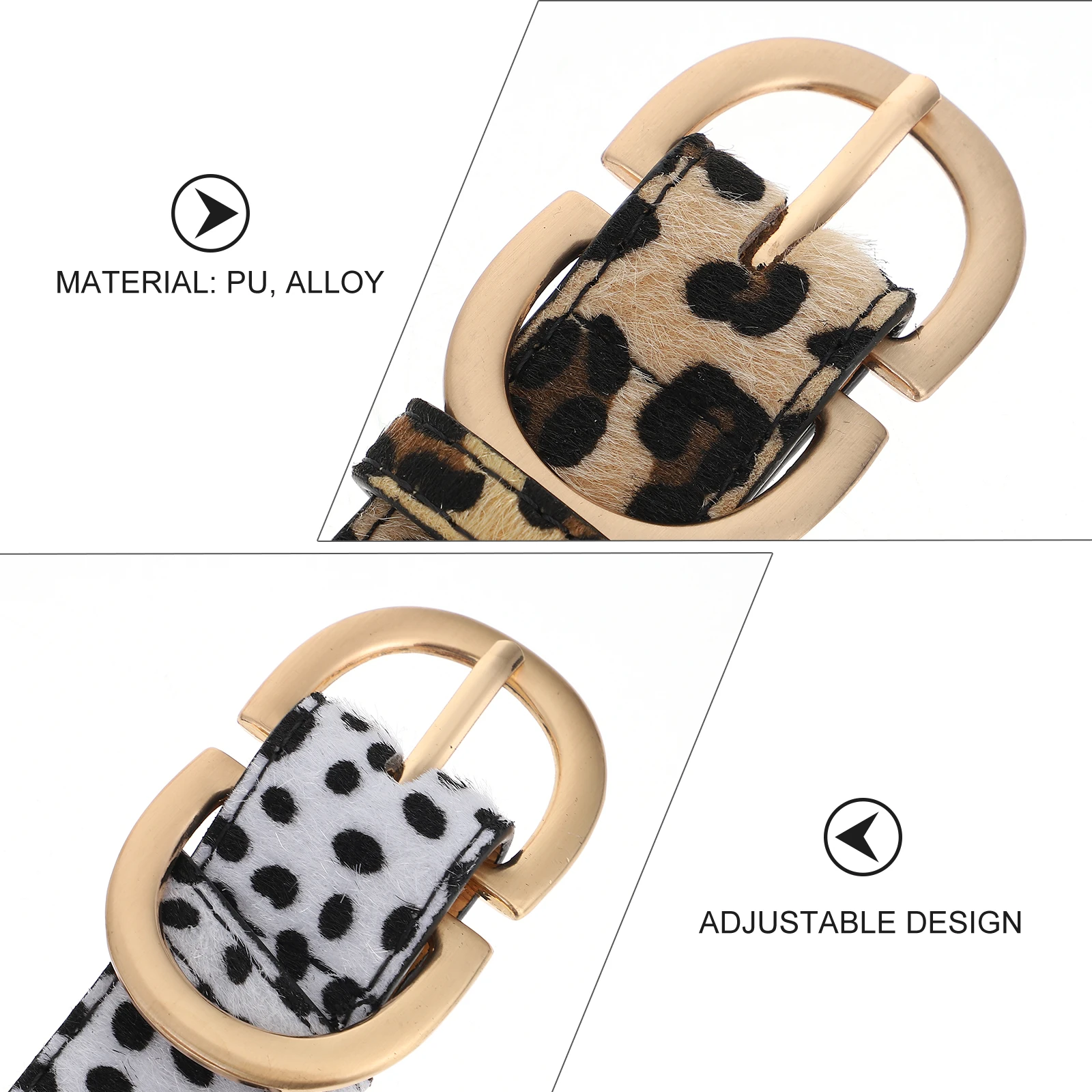 

2pcs Women Belt Leopard Print PU Waist Belts for Dress Jeans Lightweight Adjustable Fashion Accessories Women's Belts