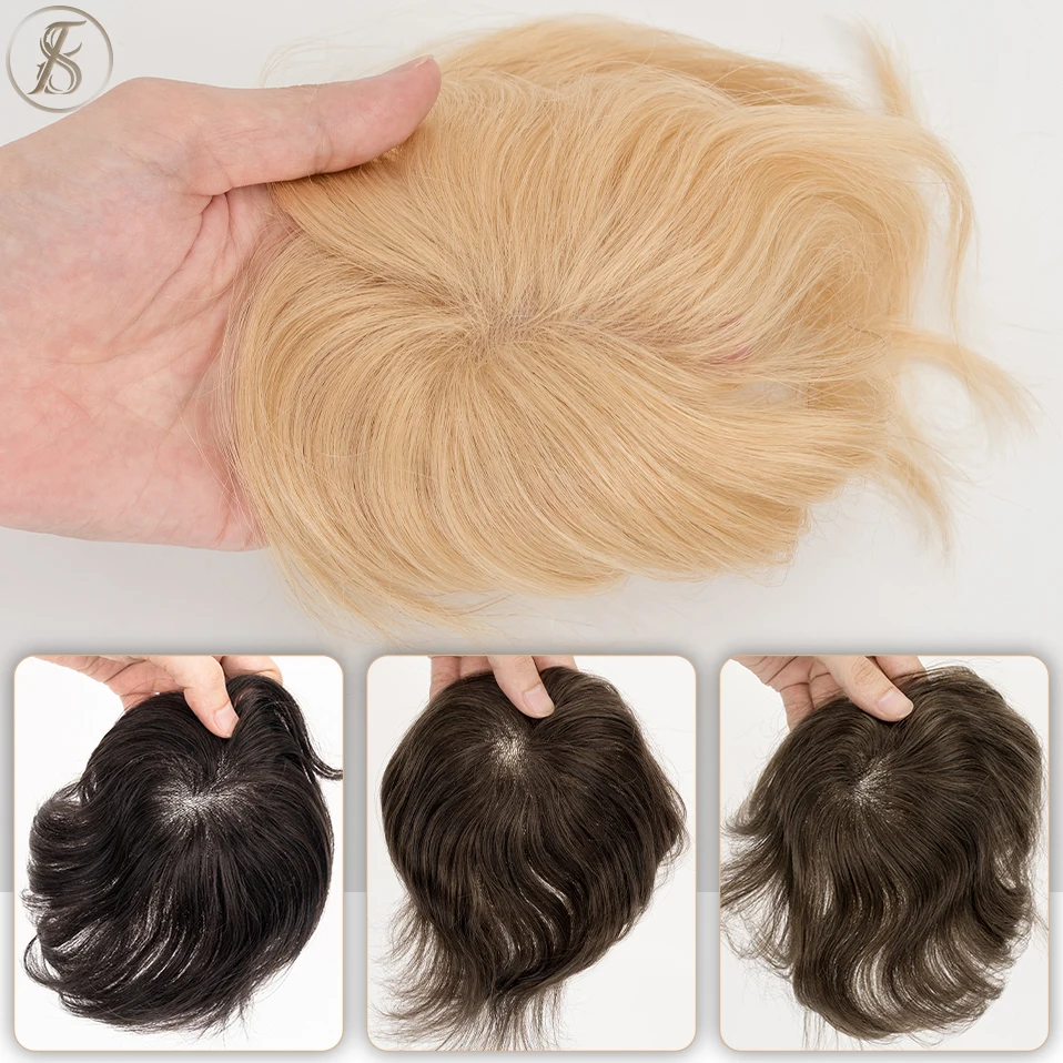 Tess 14g Men Toupee Natural Hair Wig 6Inch Human Hair Male Replacement System PU Base Hairpiece Prothesis Invisible Extensions