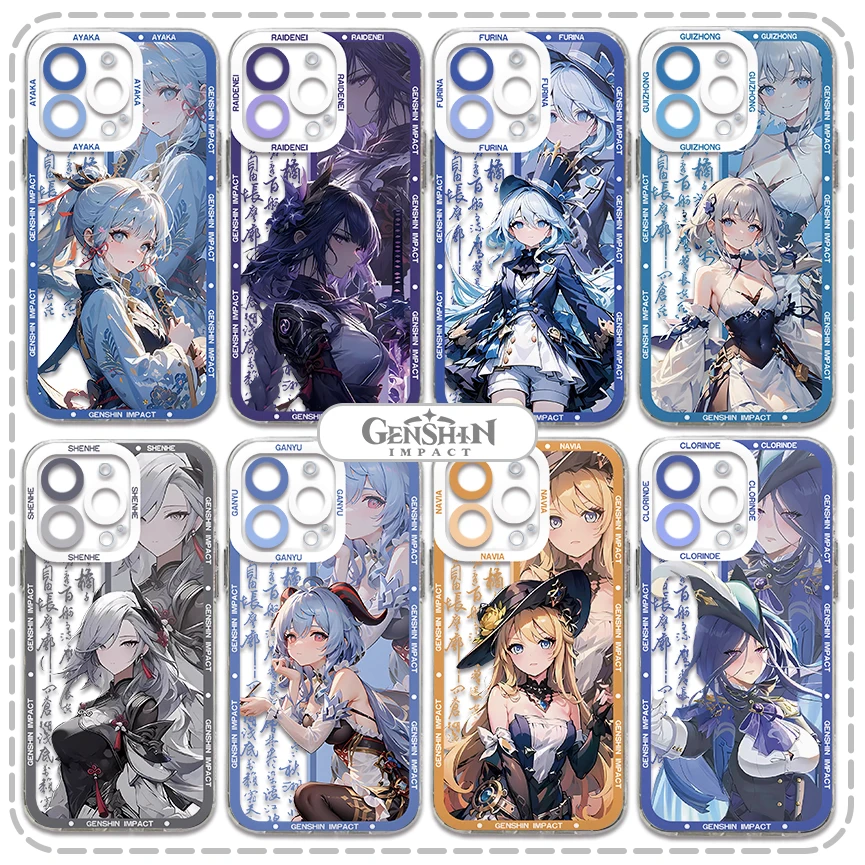 Genshin Impact Raiden Ayaka Phone Case For Samsung S24 S23 S22 S21 S20 S10 FE Note20 Note10 Plus Ultra Lite 5G Clear Soft Cover