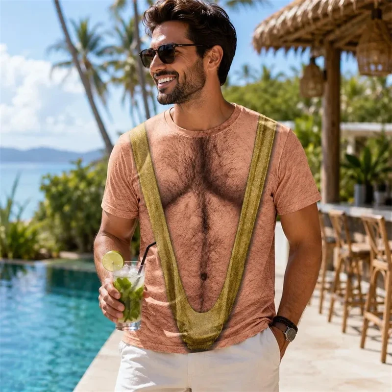Funny 3D Print Bikini Graphic T-shirt Fashion Casual Cosplay Top For Women Men Fashion Baggy Beachwear Summer Short Sleeved Gift