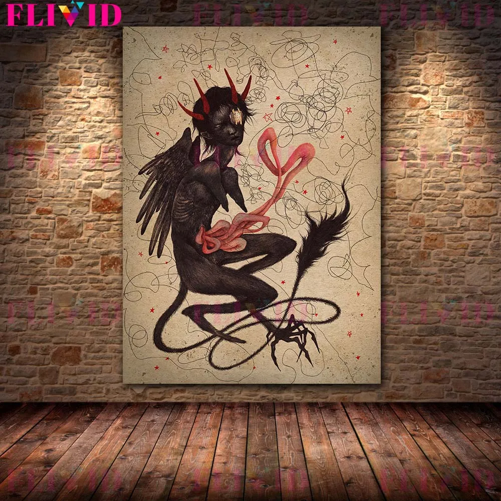 Surreal Horror Biological Art Poster And Prints Home Decor Art Devil Create Abstract Retro Wall Art Canvas Painting Unframed