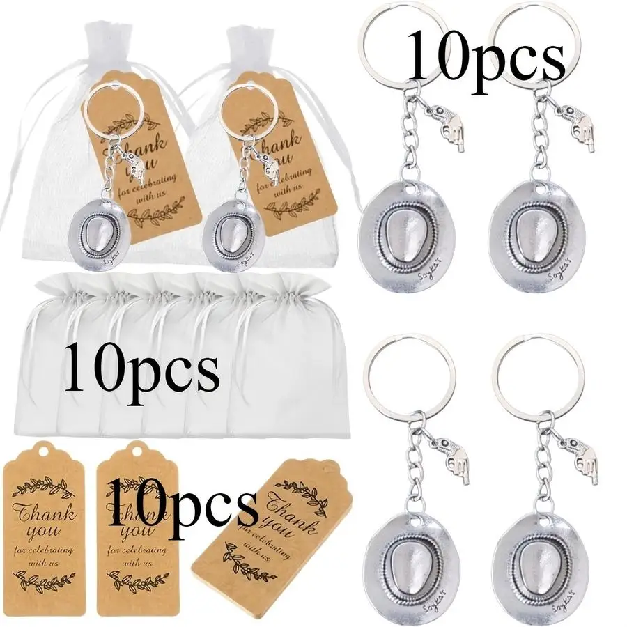 1/5/10/20/50/100pcs Gift for Her/Him, 30-Piece Set - Retro Cowboy Hat Keychain Set for Parties, Western Cowboy-Themed Keychain,