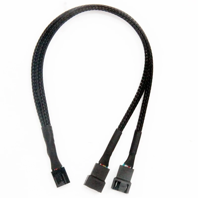 3Pcs PWM Fan Splitter Cable 2Way 4Pin Y Sleeved Extension Power Cable 1To2 Converter For PC Motherboard,Computer CPU Fan
