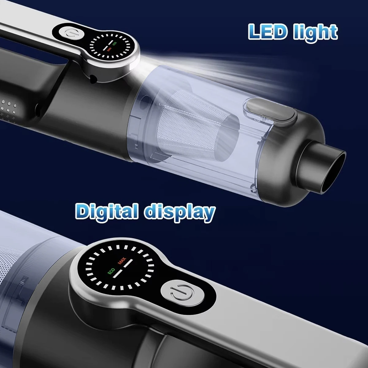 インテリジェントブラシレス掃除機、2段階TYPE-C充電式、車内外でダスト・灰の除去に。