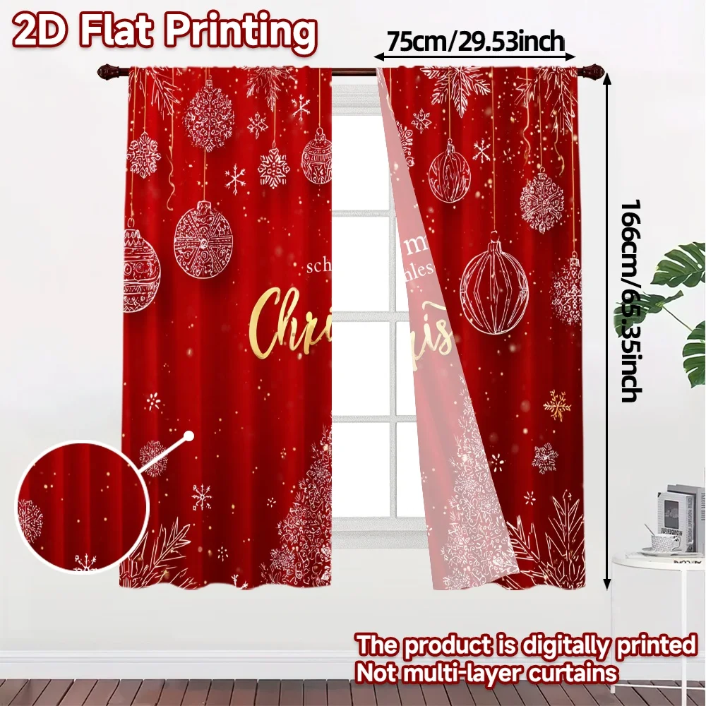 2D Flat Printing,JIT 2pcs, Curtains (Without Rod) Festive Wonderland(1) Modern Curtains Roller Blinds Prints Light Filtering