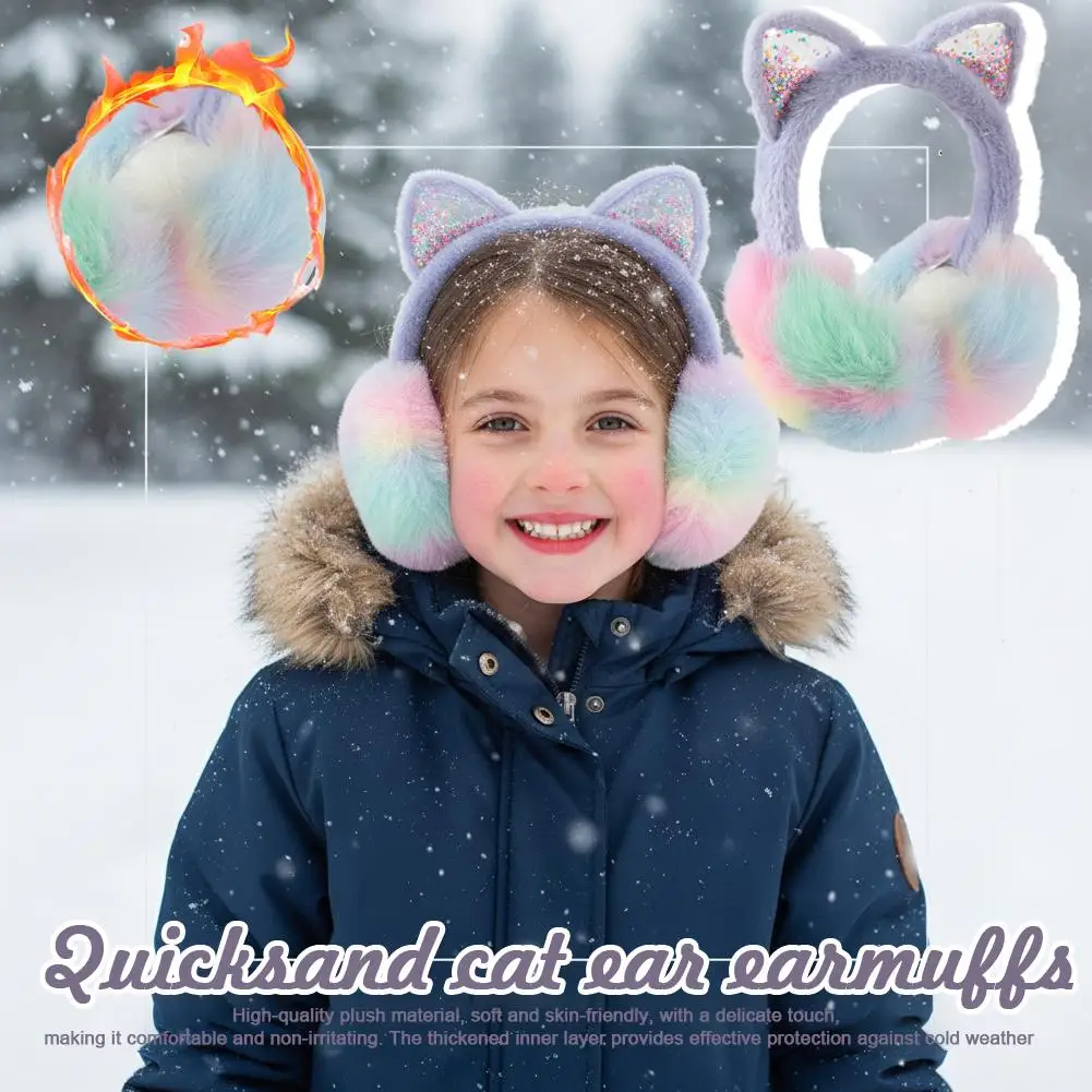 عصابة رأس شتوية من القطيفة على شكل أذن القطة على الطراز الكوري آذان الرمال المتحركة قبعة دافئة ناعمة تصميم كرتوني رائع للنساء والفتيات للسفر في الهواء الطلق G #4