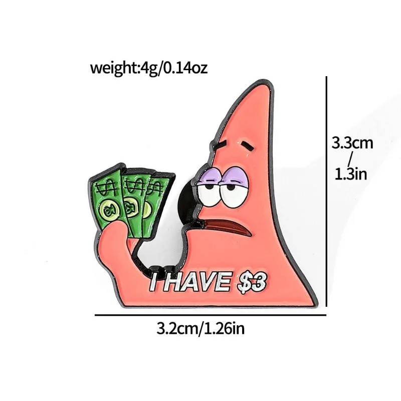 Cute SpongeBob SquarePants Patrick Star Movie Cartoon Metal Premium Money Cash Bill Brooch Bag Purse Accessories Cartoon Gift