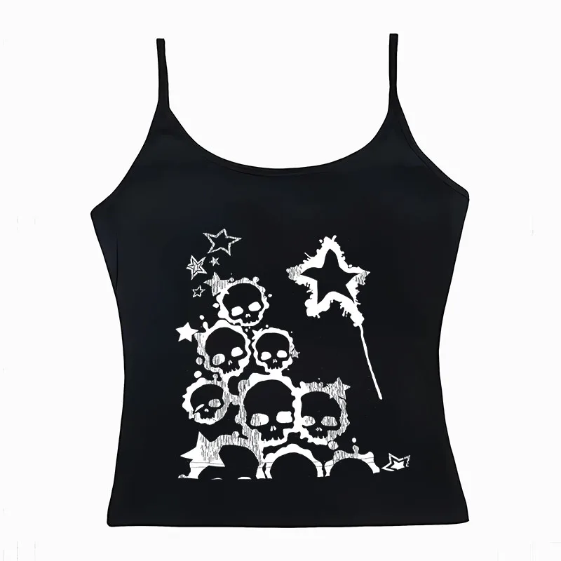 

Y2K Короткий стиль Эстетические эмо-девушки 2000-х Y2k Топ Уличный сексуальный хип-хоп без рукавов с открытыми плечами Slim Fit Милый детский обтягивающий топ на бретелях