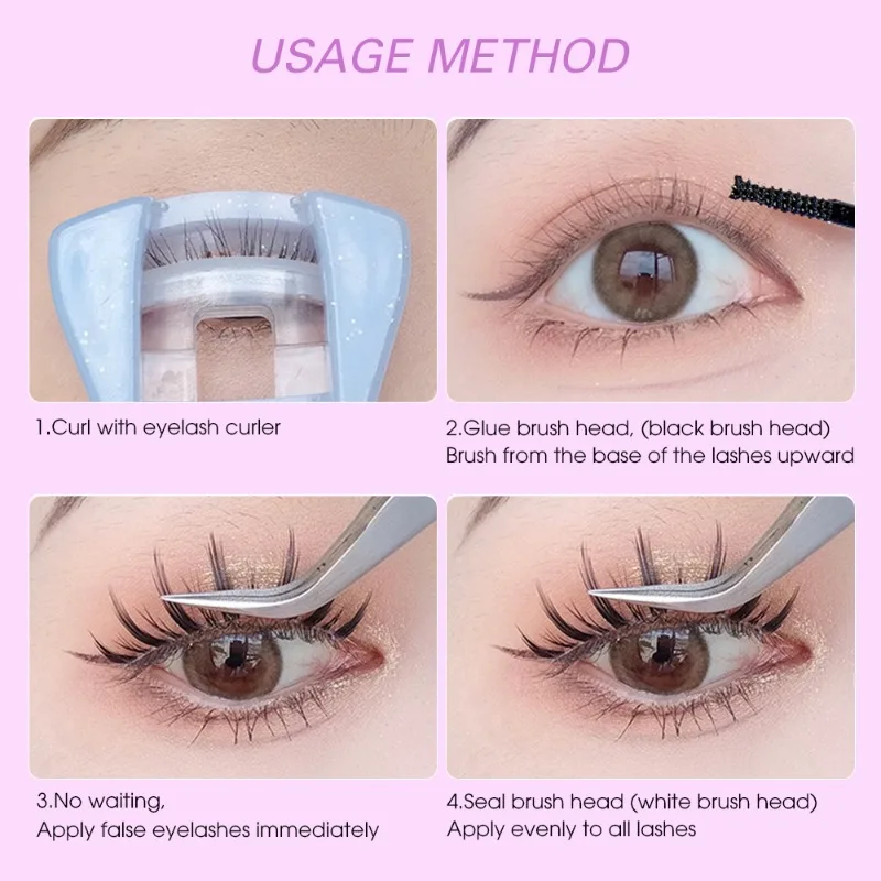 Waterproof Black Clear Eyelash Glue Mascara Double Head Lasting Bond Seal Eyelash Coating Raincoat Strong Hold Quick Dry Makeup