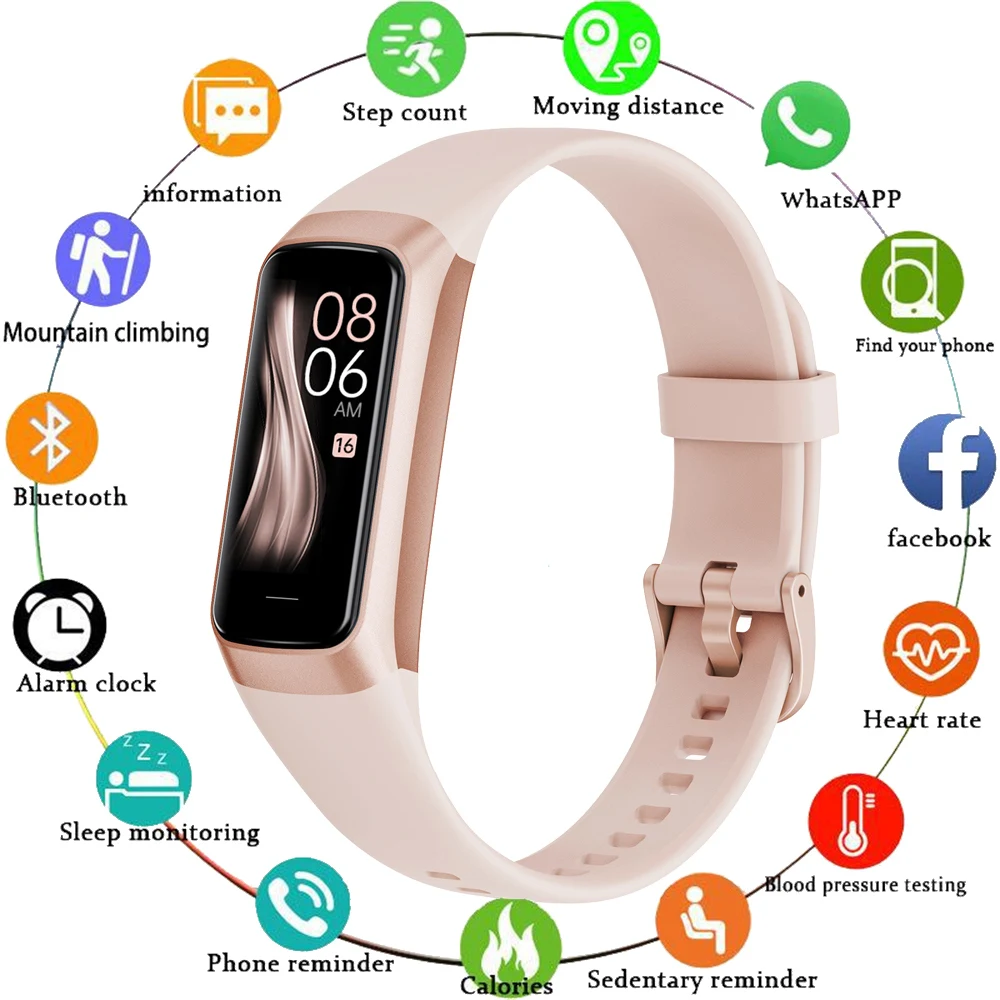 GFORDT Smart Watch Amoled Smartband Women Heart Rate blood Pressure Monitor Connect Smartwartch Bracelet Sport Fitness Tracker