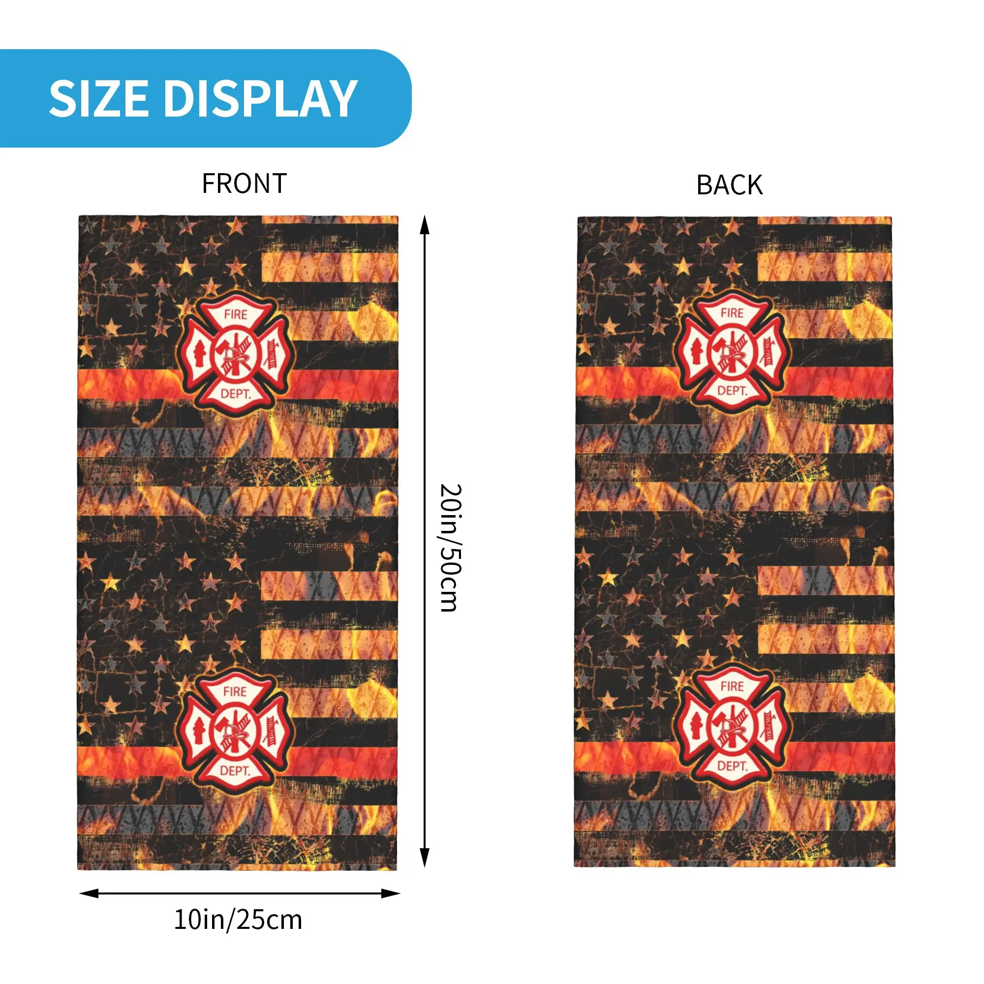 Firefighter Cross and Flames Bandana Neck Gaiter UV Protection Face Scarf Cover Women Men  Headband Tube Balaclava