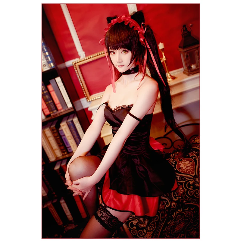 

Anime Date a Live Tokisaki Kurumi Red Dress Cosplay Costume Uniform Party Carnival Halloween