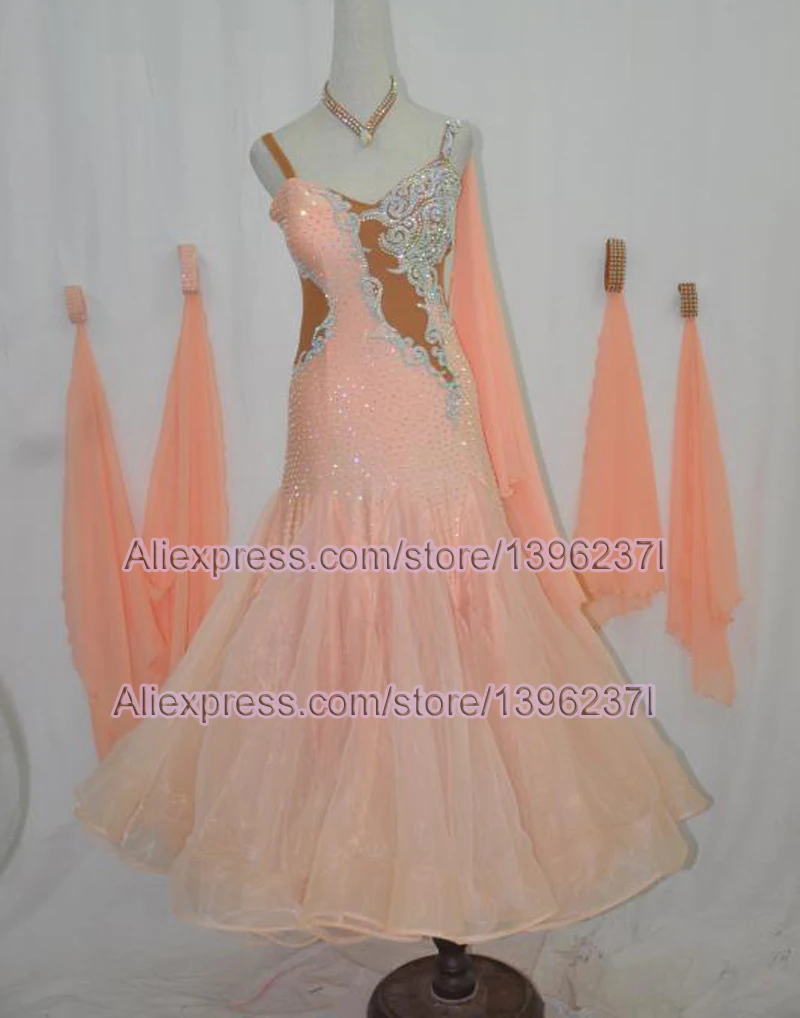 Ballroom Competition Dance Dresses Pink Flamenco Waltz Dancing Costume High Quality Spandex Women Standard Ballroom Dress