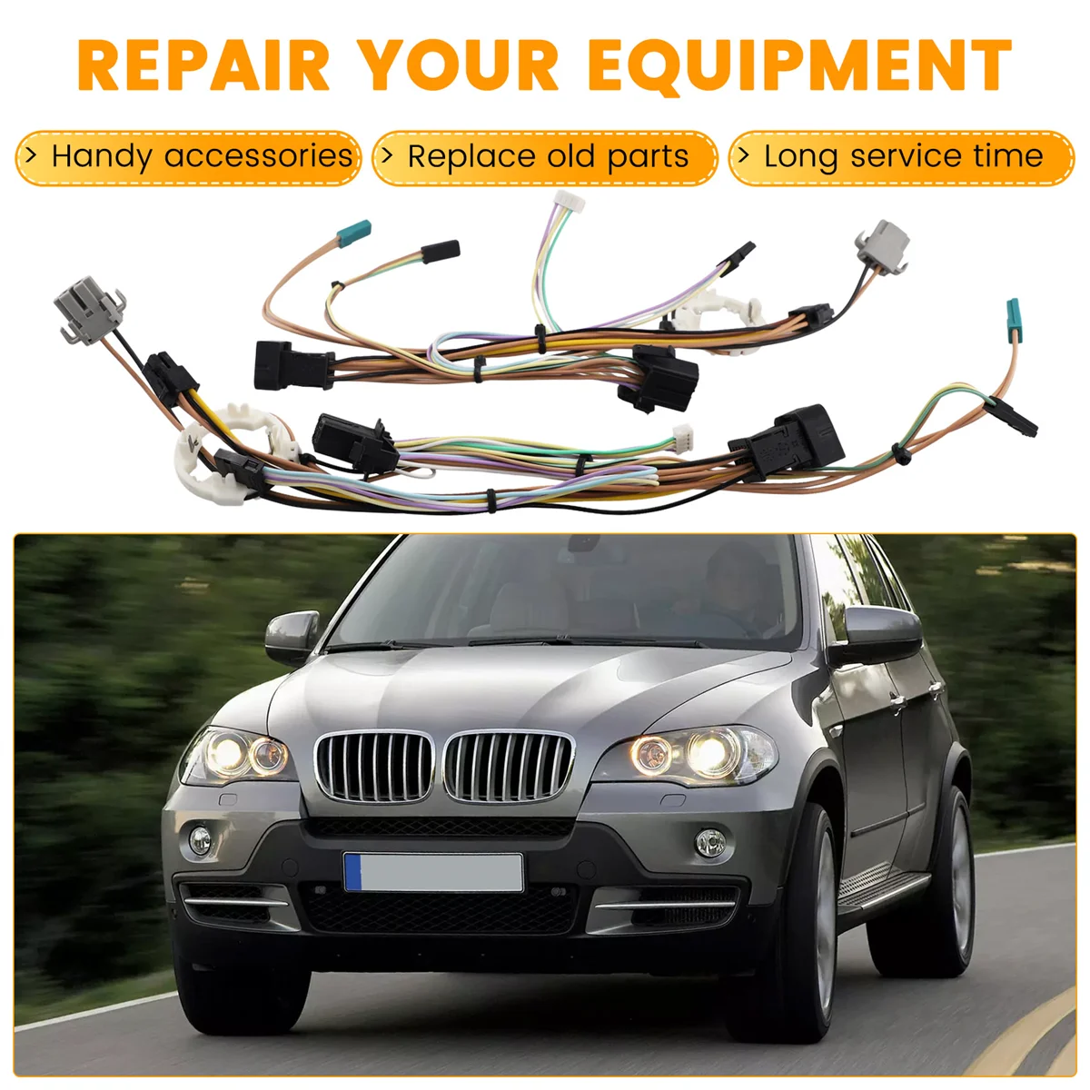 LED المصباح الأسلاك لسيارات BMW X5 E70 2007-2013 سيارة الجبهة اليسرى واليمنى العلوي الأسلاك تسخير كابل داخلي مع AFS #4