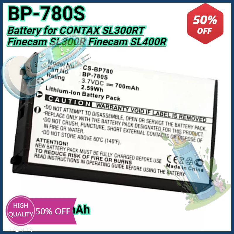 

Replacement Battery for Kyocera CONTAX SL300RT Finecam SL400R Finecam SL300R BP-780S 3.7V 700mAh Camera Battery