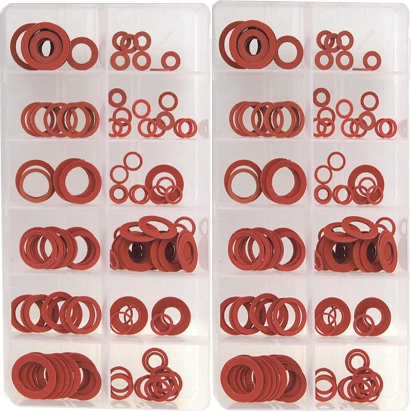 

150Pcs M10 M12 M14 M17 M18 M20 M24 Flat Washer Red Steel Paper Fiber Insulation Washer Flat Ring Seal Fastener Spacer Tools Set