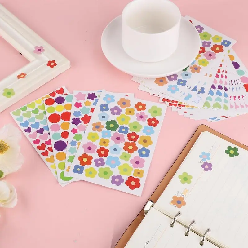 10-40sheet Reward Stickers for Children Colorful Flower Star Heart Dot Behavior Chart Scrapbook Sticker Student Teacher Supplies