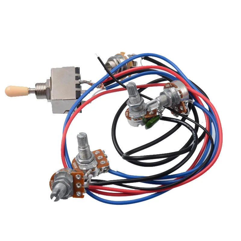 

Комплект электропроводки для электрогитары 2T2V, 2 потенциометра громкости, 2 потенциометра тембра с переключателем, предварительно смонтированный, запчасти и аксессуары для гитар