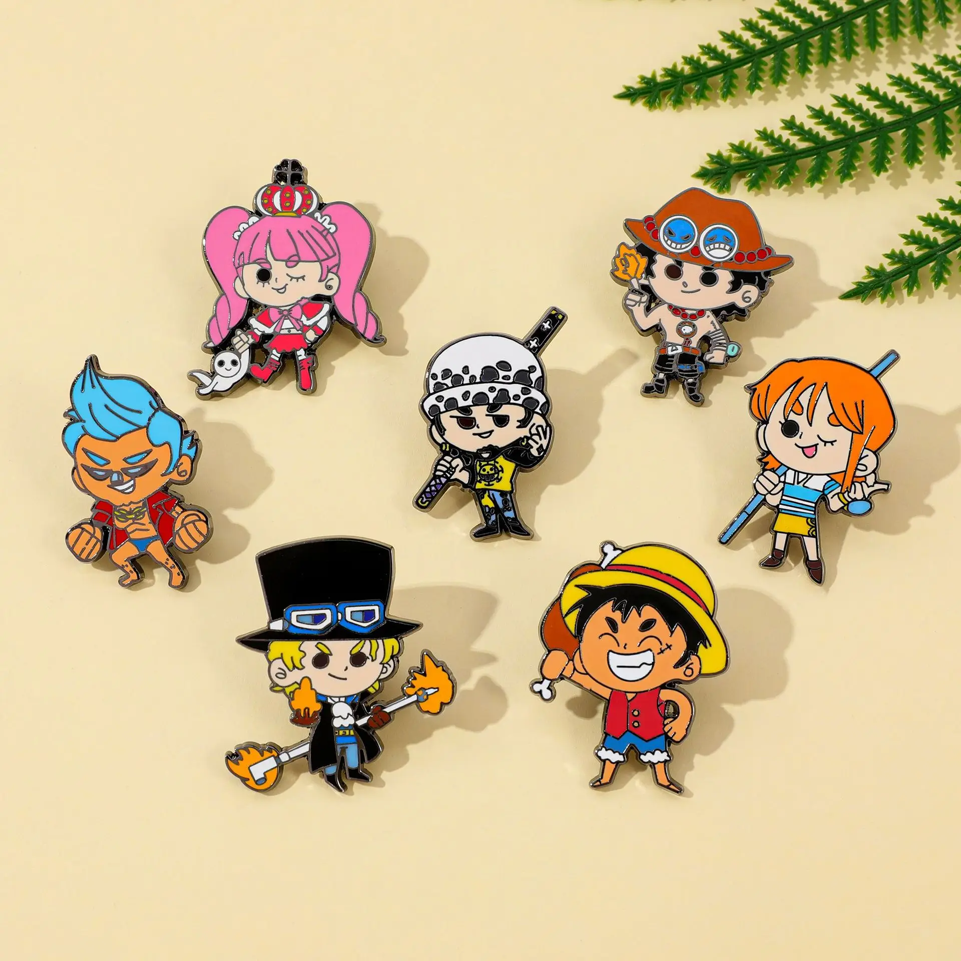 Japanese Cartoon Anime One Piece Metal Badge Luffy Ace Enamel Brooch Chest Badge Accessory Y2k Fashion Toys Anime Frind Kawaii