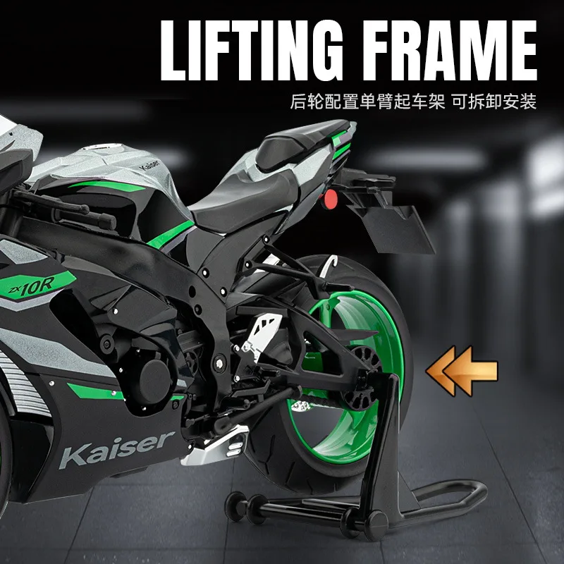 Modèle de moto en alliage de Simulation 1:9 ZX-10R, amortisseurs, Collection sonore et lumineuse, jouet voiture, cadeau pour enfants