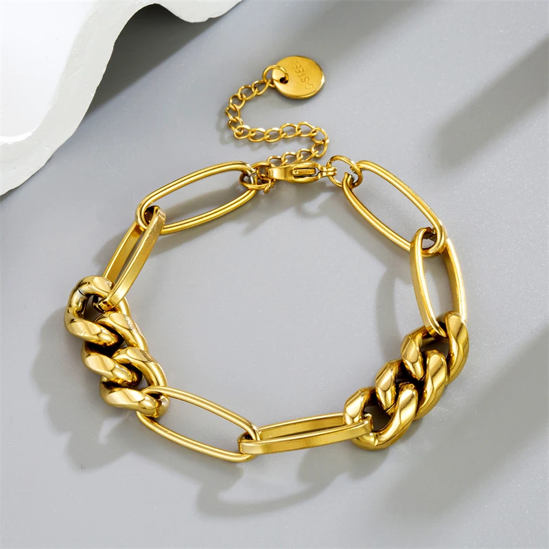 Kuziduocai 100% Stainless Steel 2025 New Fashion DIY Jewelry 18K Gold-plated Unique Design Popular Women Charm Chain Bracelets