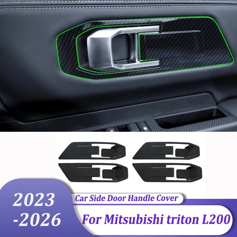 

Car Interior Styling Accessories Carbon Fiber Side Door Handle Cover Trim Sticker For Mitsubishi triton L200 2023 2024 2025 2026
