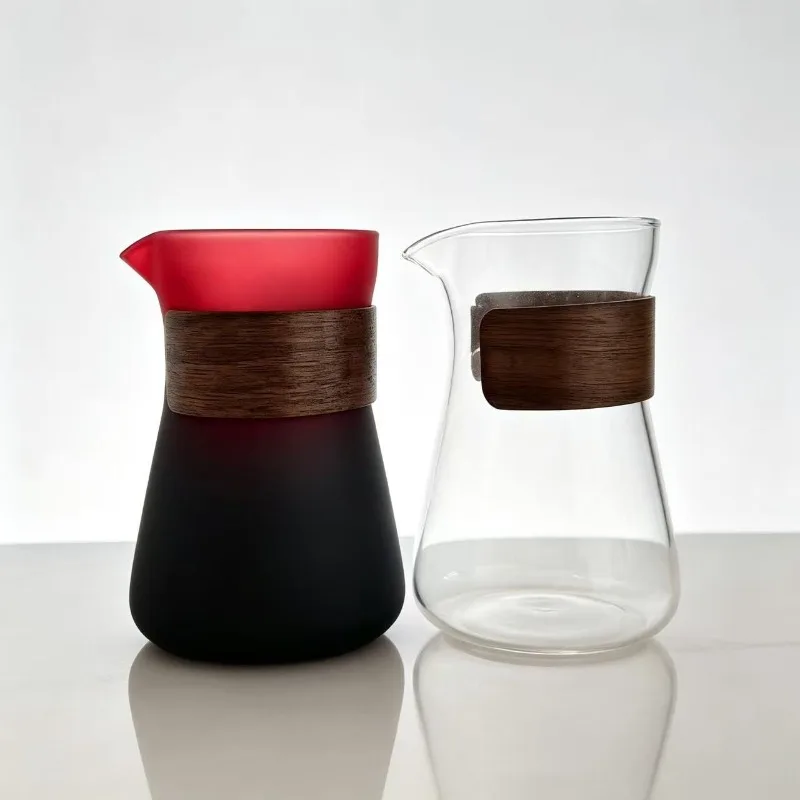 1/2 Pcs Glass Coffee Carafe with Wood Heat-Resistant Layer,Pour Over Coffee Server and Tea Steeper Coffee Decanter Coffee Brewer