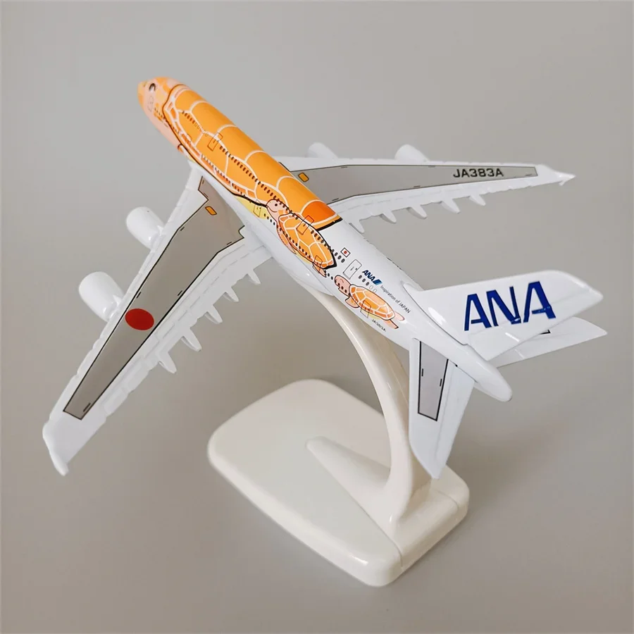 14*16cm Air Japan ANA Airlines Cartoon Sea Turtle Airbus 380 A380 Airways Metal Alloy Diecast Airplane Model Plane Aircraft