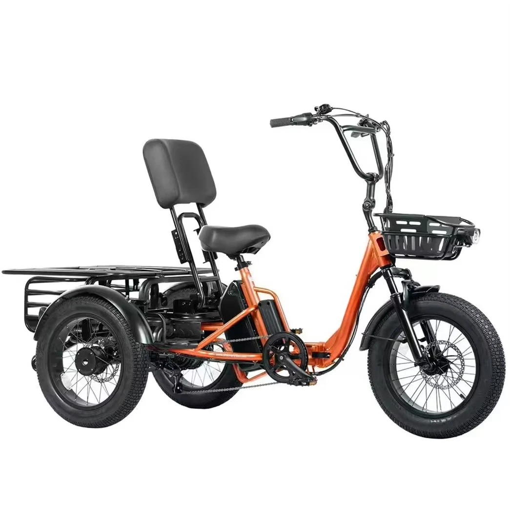 Pro 48V Motorized Electric Cargo Passenger Trike Open Body 2 Adults/Seniors 50-70km Range High Payload Capacity
