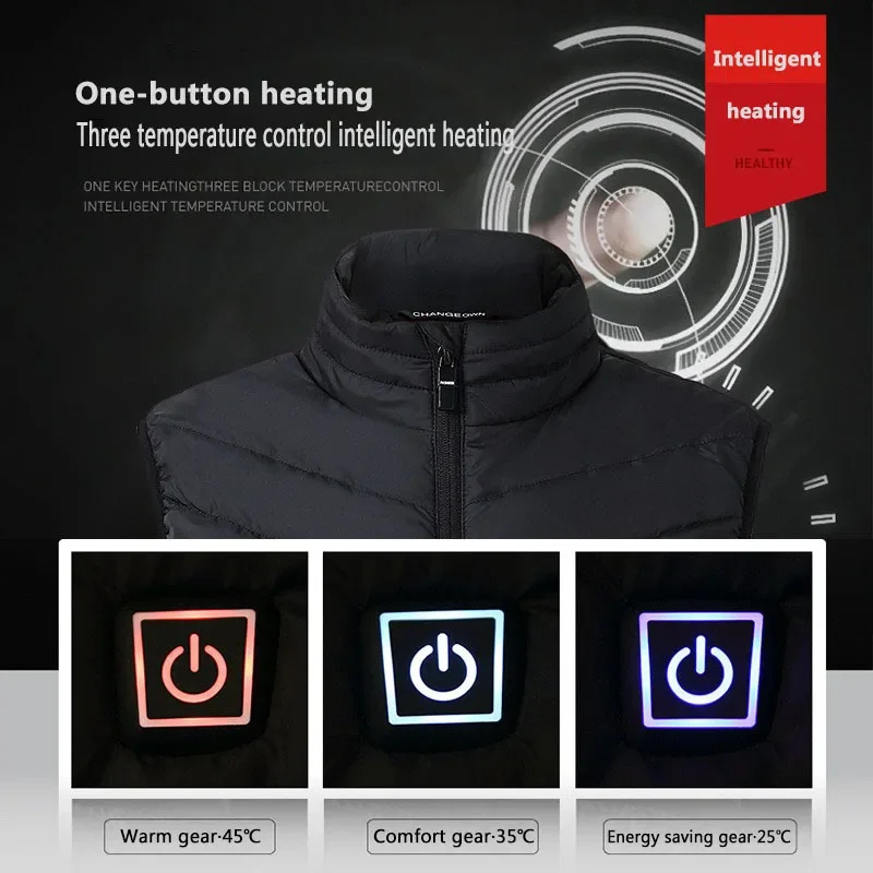 2-23 Area Intelligent Heating Vest Heating Vest Men's and Women's Electric Outdoor Warm Vest Heating Suit USB Power Supply